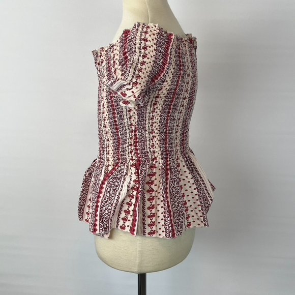 Japna Elastic Off The Shoulder Patterned Blouse Top Shirt ((Size Large)) - Picture 2 of 6